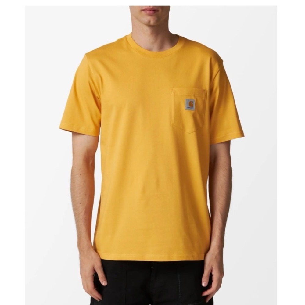 Carhartt Pocket T Shirt 2XL Loose Fit Mustard Yellow Workwear Heavyweight Tee